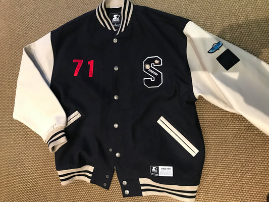 Nigel Cabourn x Starter navy baseball jacket