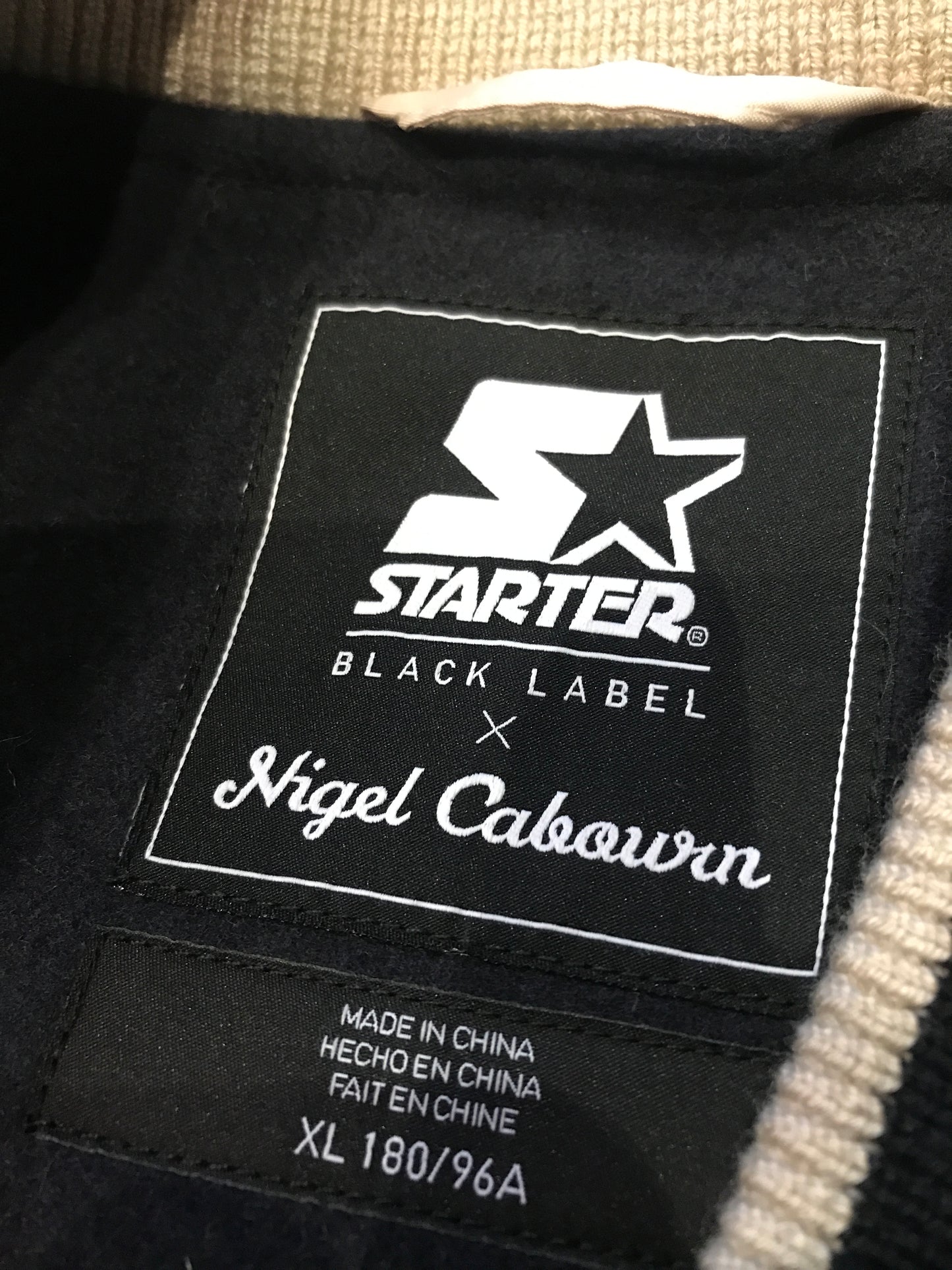 Nigel Cabourn x Starter navy baseball jacket