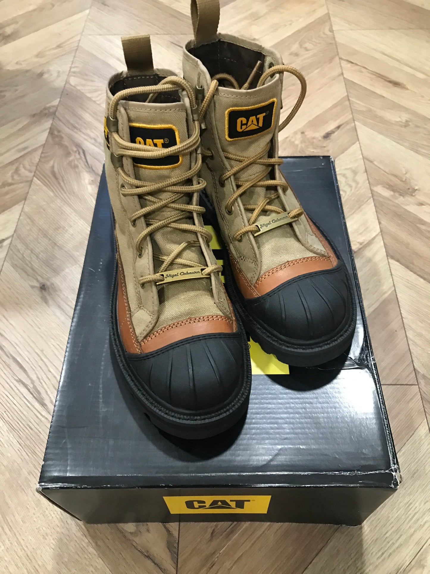 Nigel cabourn/ caterpillar boots collaboration.