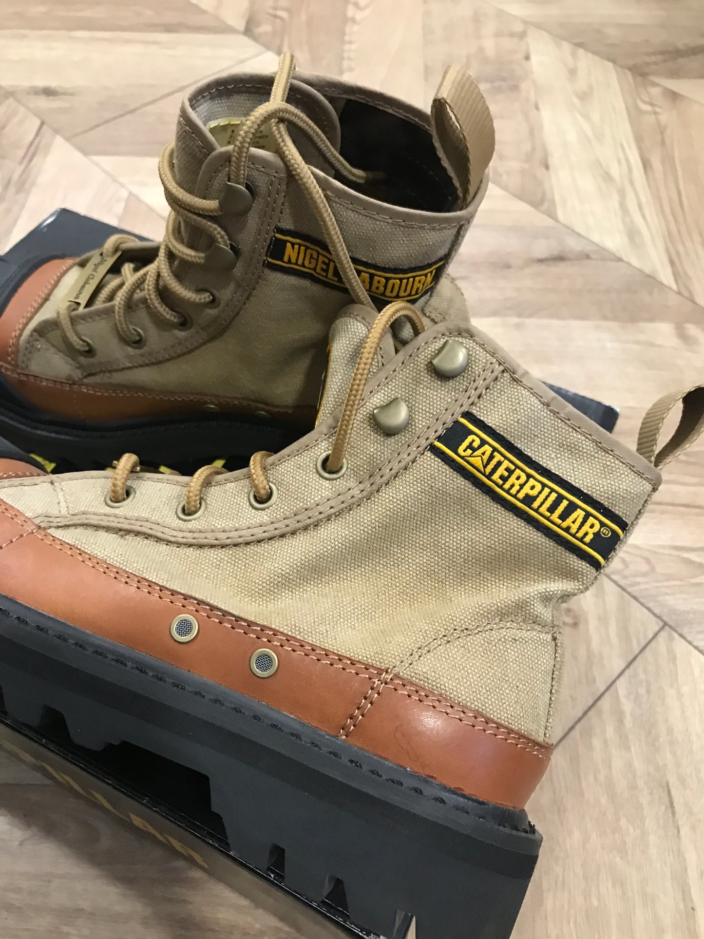 Nigel cabourn/ caterpillar boots collaboration.